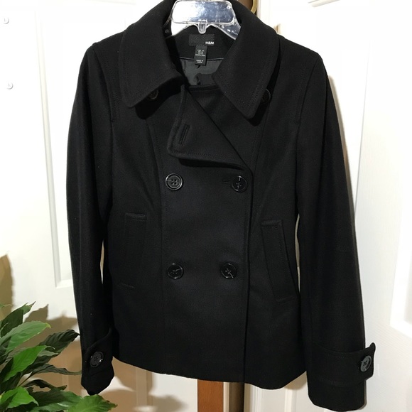 H&M Jackets & Blazers - H & M Black Peacoat Size 12